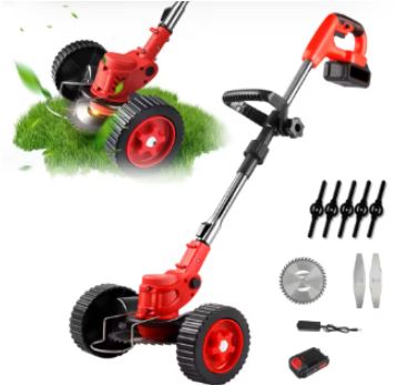 Compact Wireless Lawn Trimmer with Adjustable Blade Height
