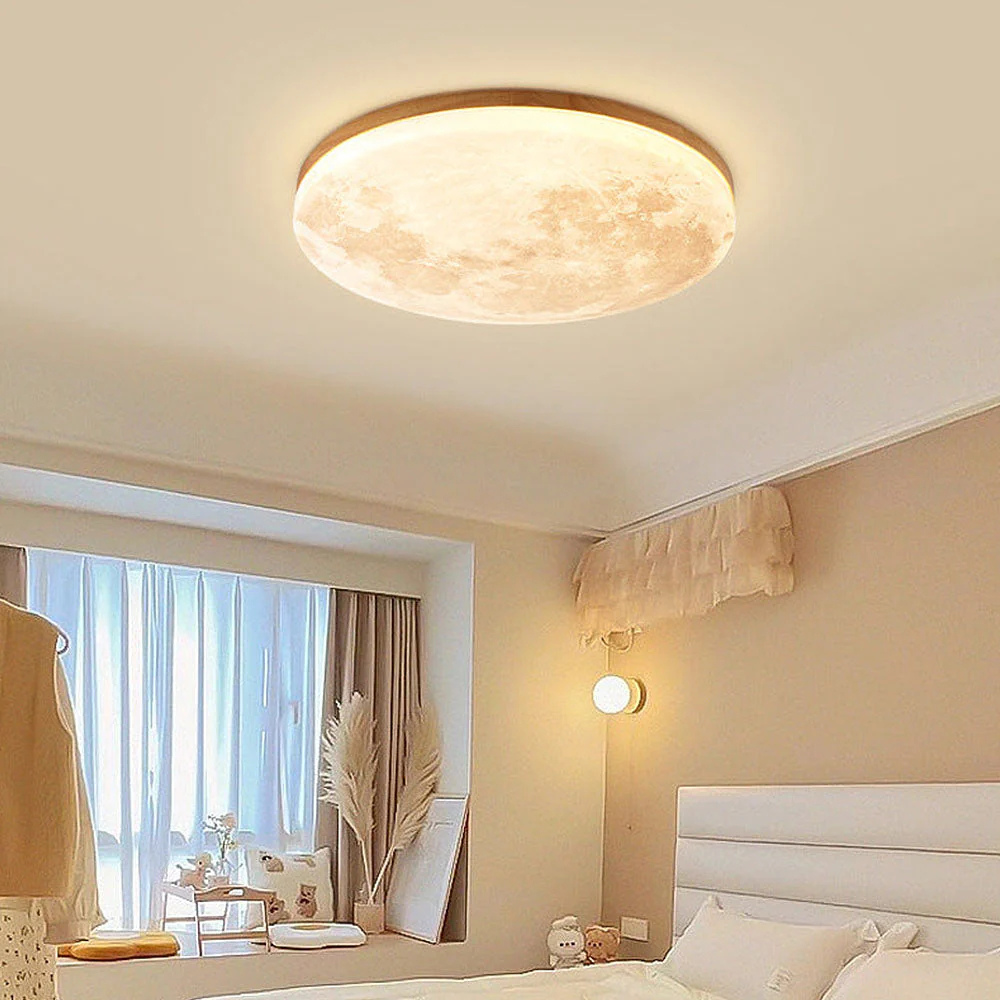 3D Moon LED Dimmable Bedroom Ceiling Light Fixture