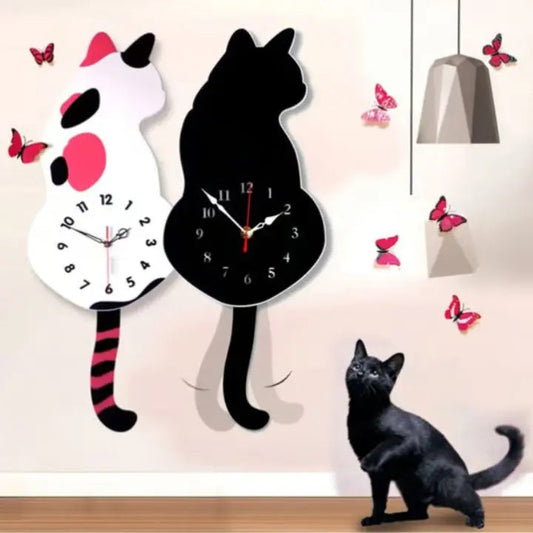 Cute Cat Swing Wall Clock - Luxicro