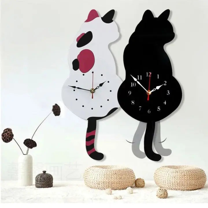 Playful Cat Swing Wall Clock