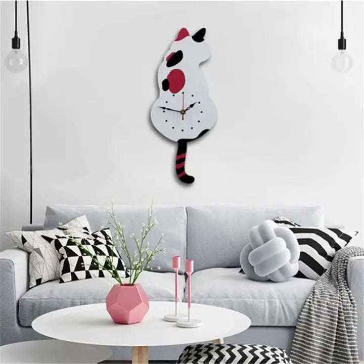 Playful Cat Swing Wall Clock
