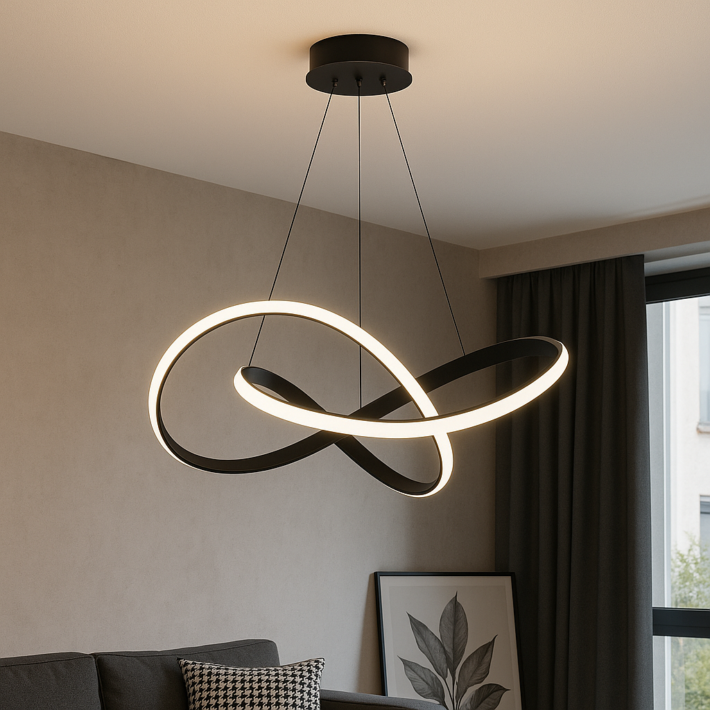 Modern Black Metal Drop Light Pendant