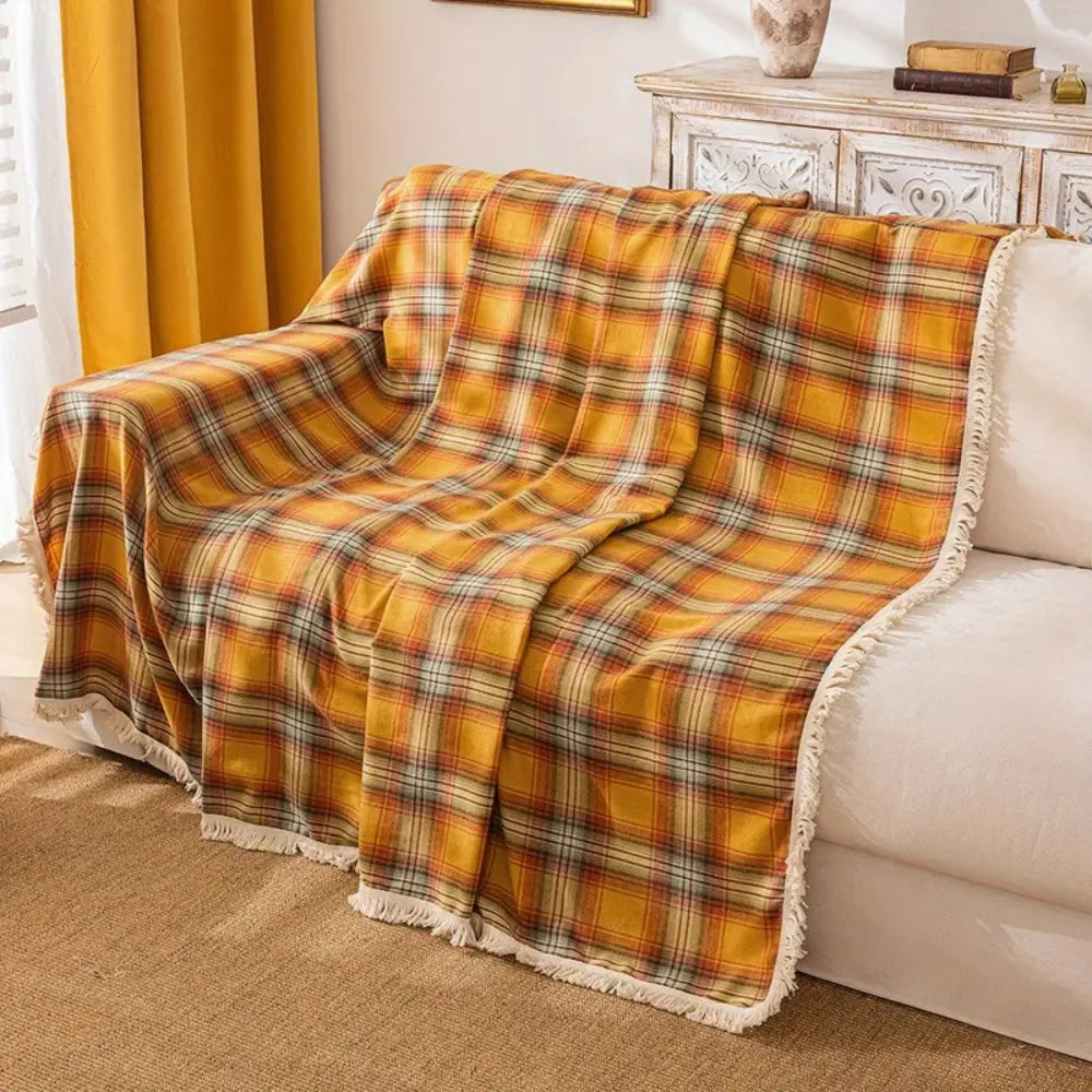 Cozy Red Plaid Couch Slipcover