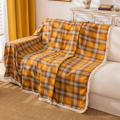 Cozy Red Plaid Couch Slipcover