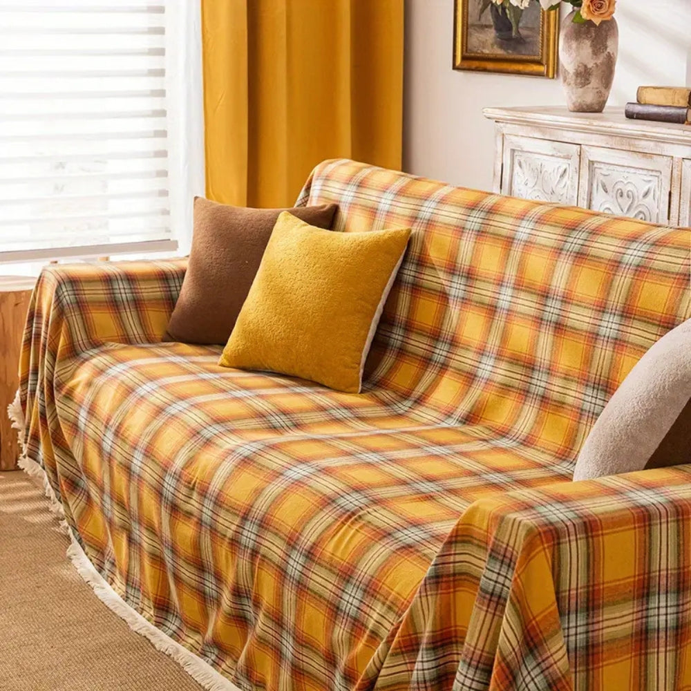 Cozy Red Plaid Couch Slipcover - Luxicro