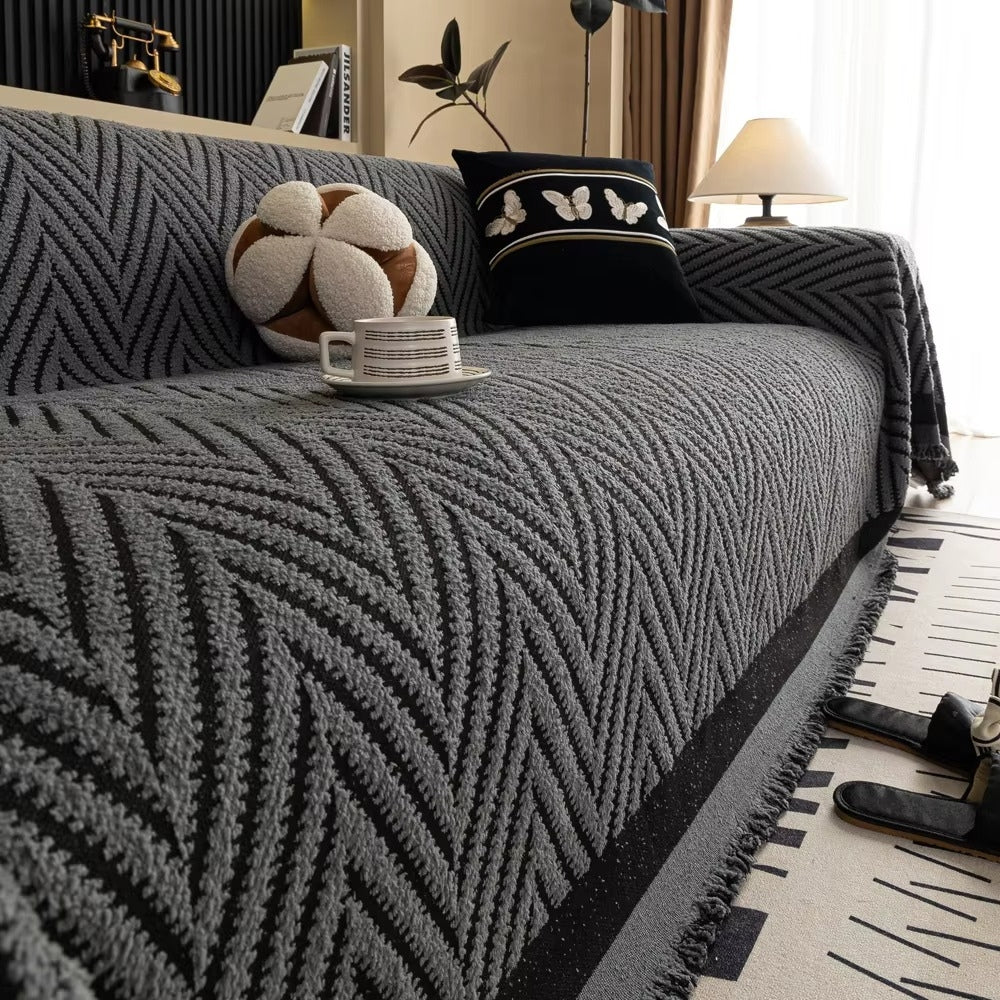 Geometric Pattern Fringe Couch Slipcover - Luxicro