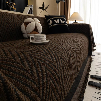 Geometric Pattern Fringe Couch Slipcover