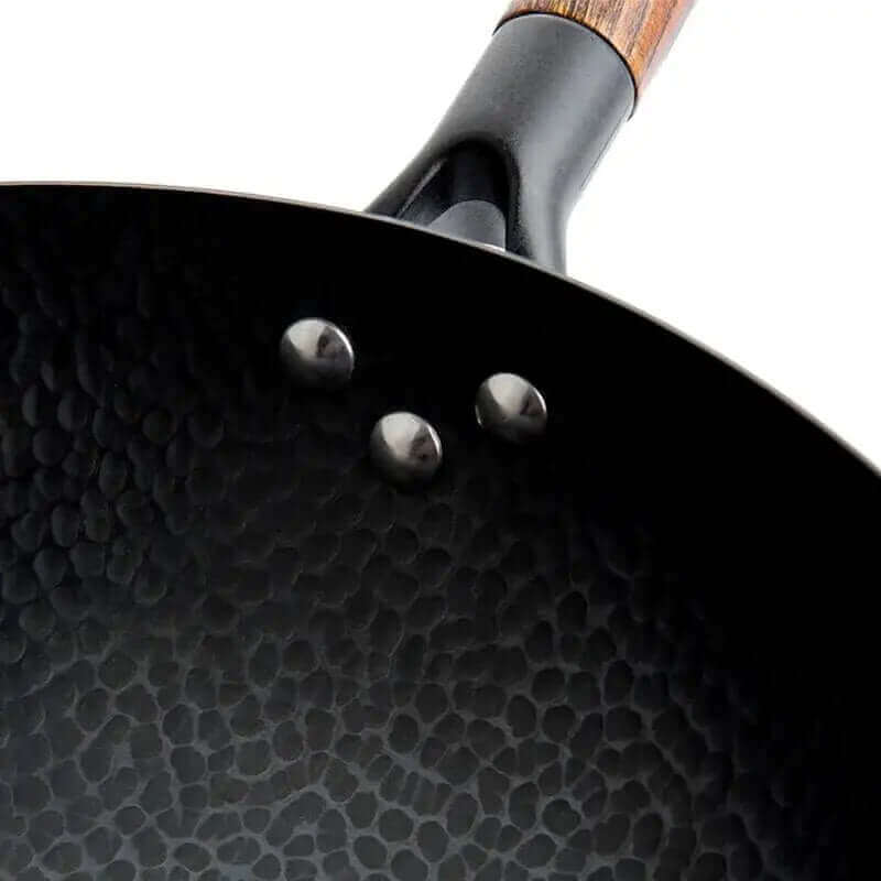 Traditional Handmade Iron Wok with Wooden Cover