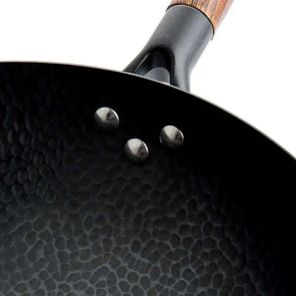Traditional Handmade Iron Wok with Wooden Cover