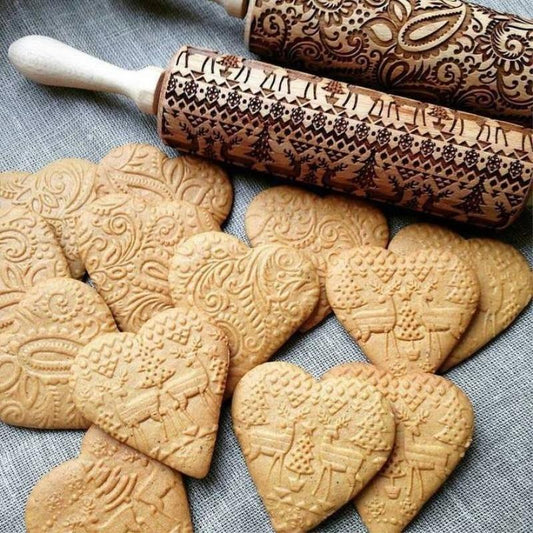 Best Christmas Embossed Rolling Pin for Holiday Cookies - Luxicro