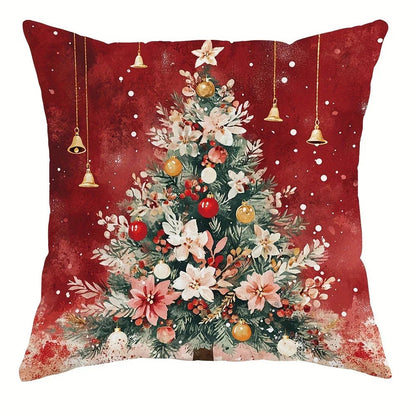 Holiday Decor Accent Pillows, Red Plush Sofa Cushions