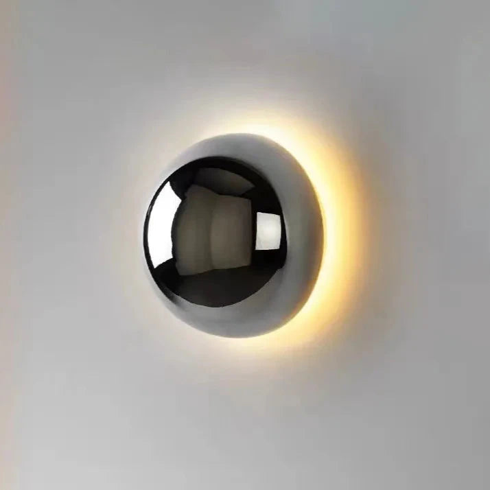 Round Silver LED Wall Lamp – Contemporary Sconce with Warm Gentle Glow - Luxicro