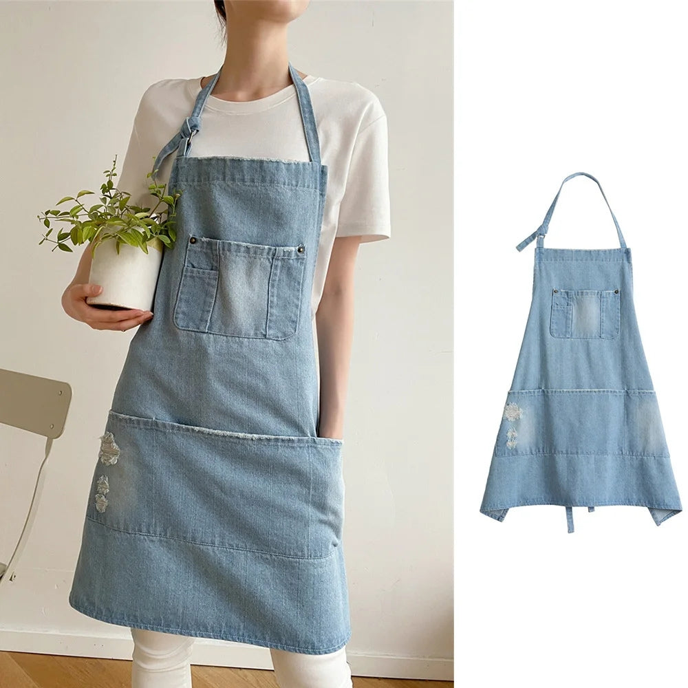 Timeless Navy Cotton Waist Apron - Luxicro