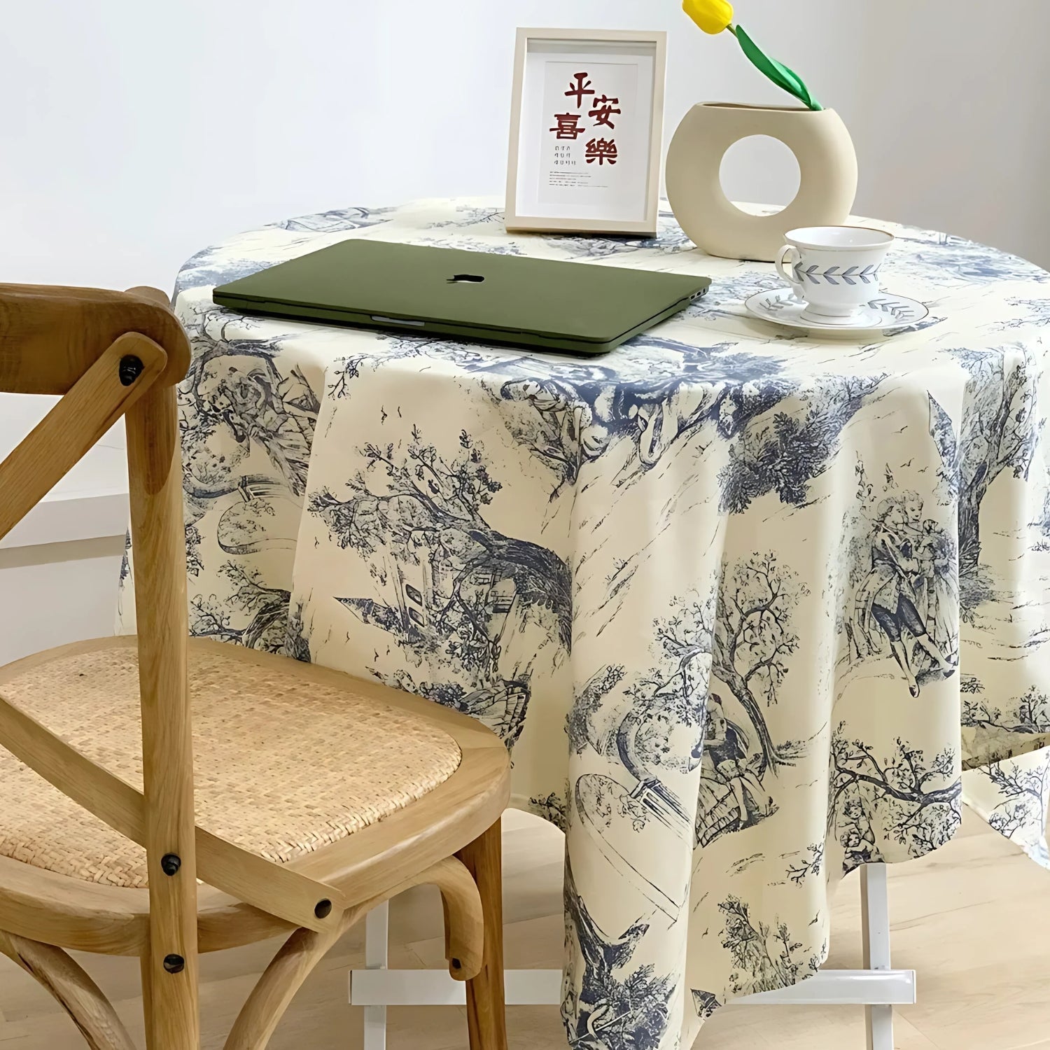Traditional Navy Distressed Table Cover - Luxicro