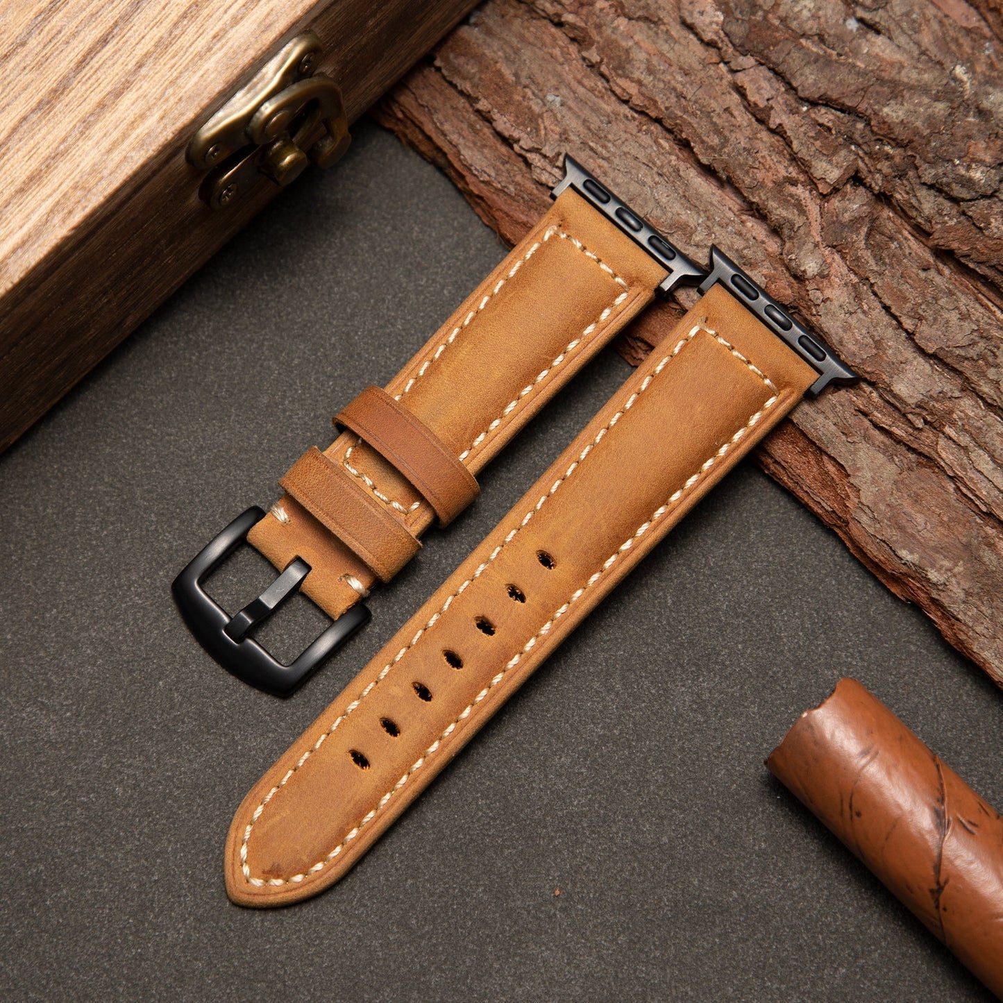 Classic Brown Apple Watch Strap - Iced Pattern
