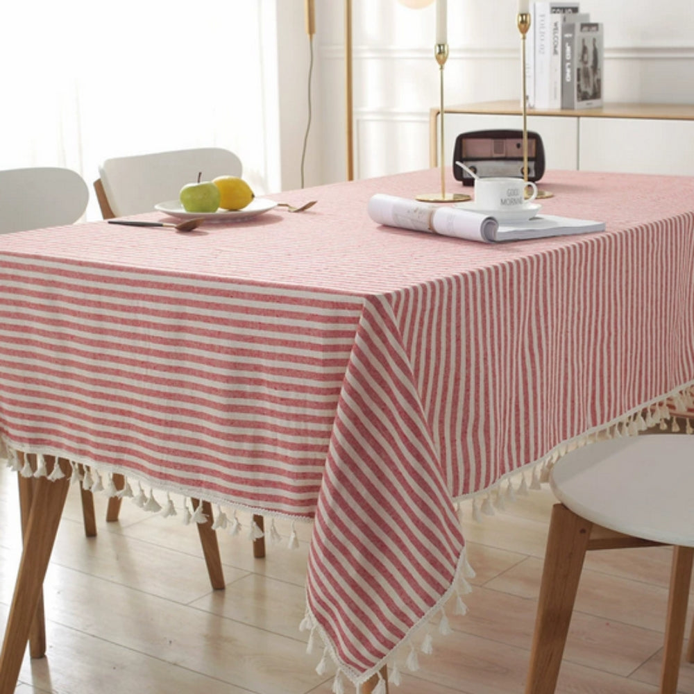 Traditional Plaid Fringe Dining Tablecloth