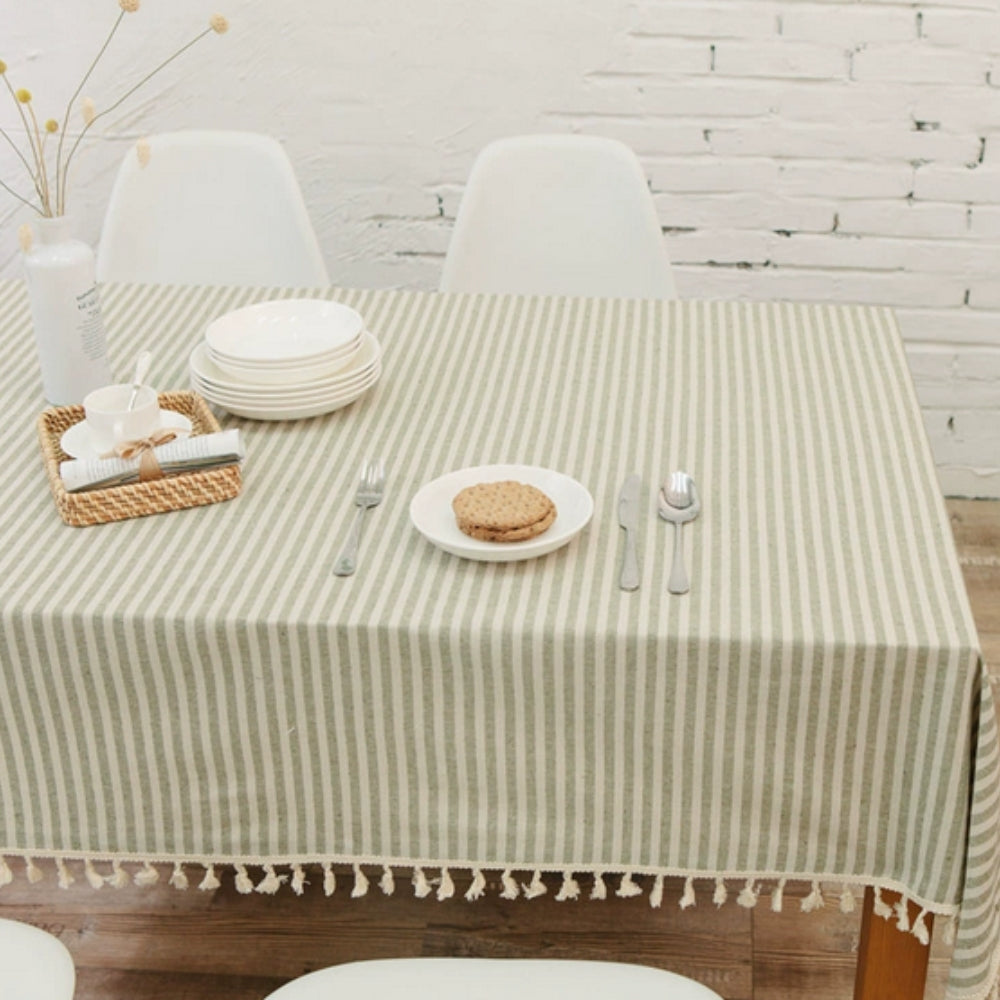 Traditional Plaid Fringe Dining Tablecloth