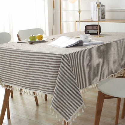 Traditional Plaid Fringe Dining Tablecloth