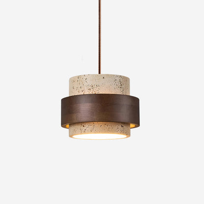 Simple Stone Pendant Light with Wood Detail - Luxicro
