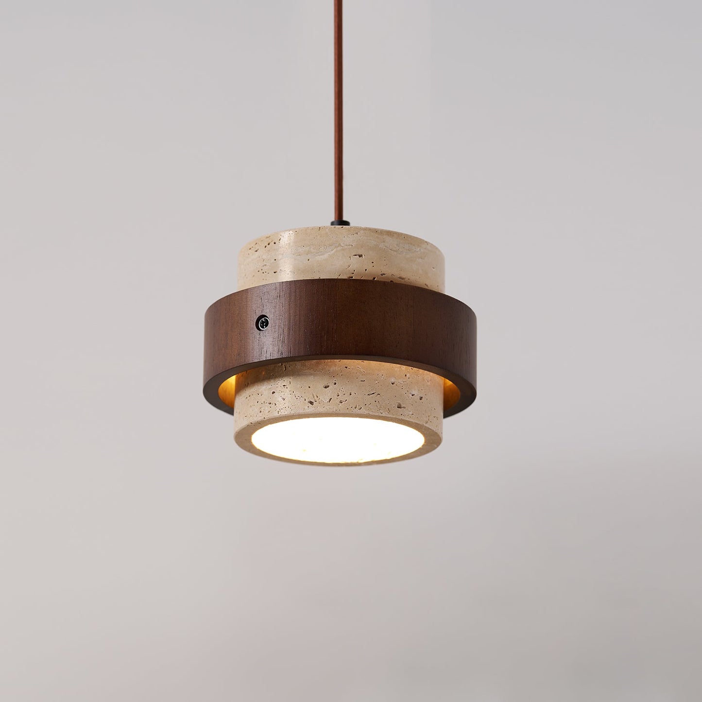Simple Stone Pendant Light with Wood Detail
