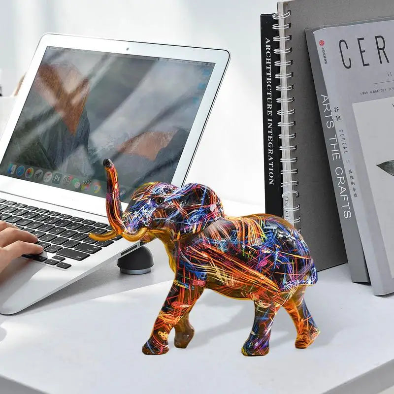 Vibrant Elephant Figurine Large Colorful Decor