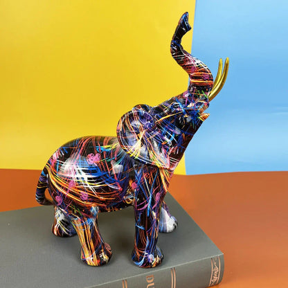 Vibrant Elephant Figurine Large Colorful Decor