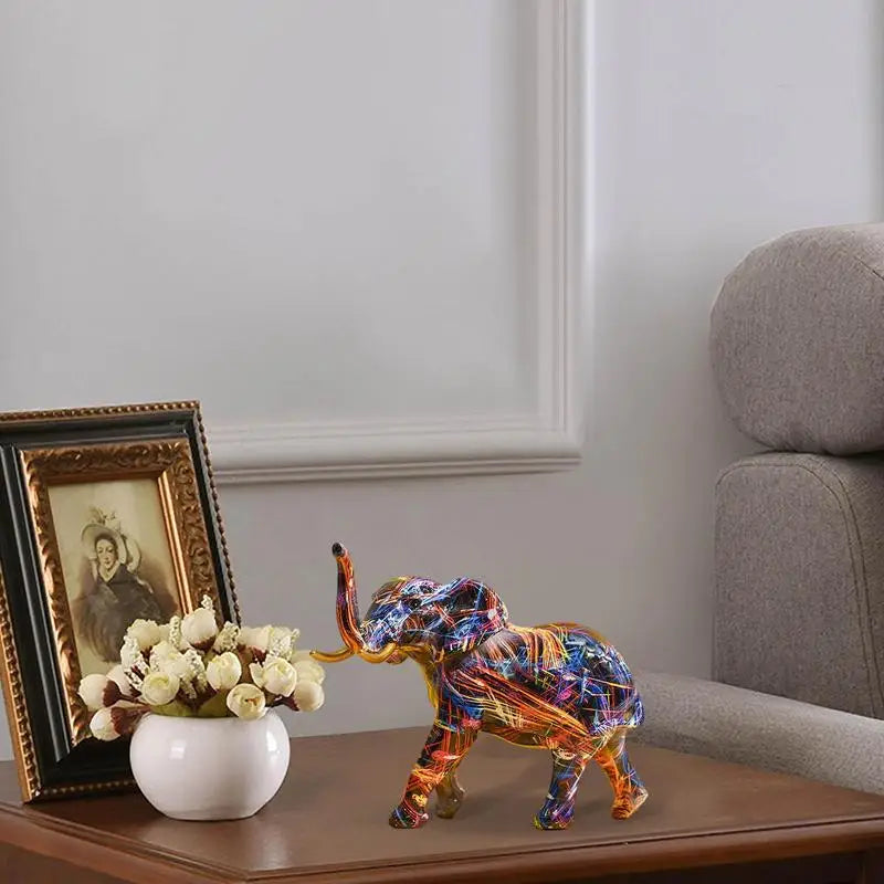 Vibrant Elephant Figurine Large Colorful Decor