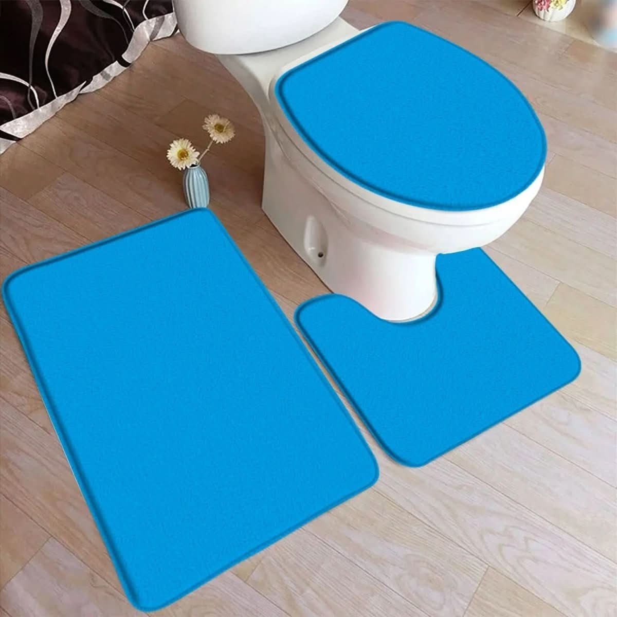 Non-Slip 3-Piece Bath Mat Rug Set - Luxicro