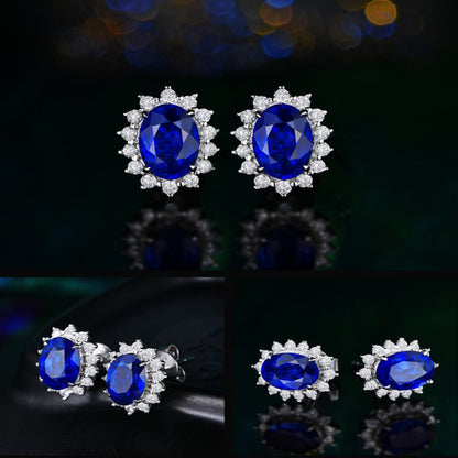 Fashionable Navy Stone Dangle Earrings