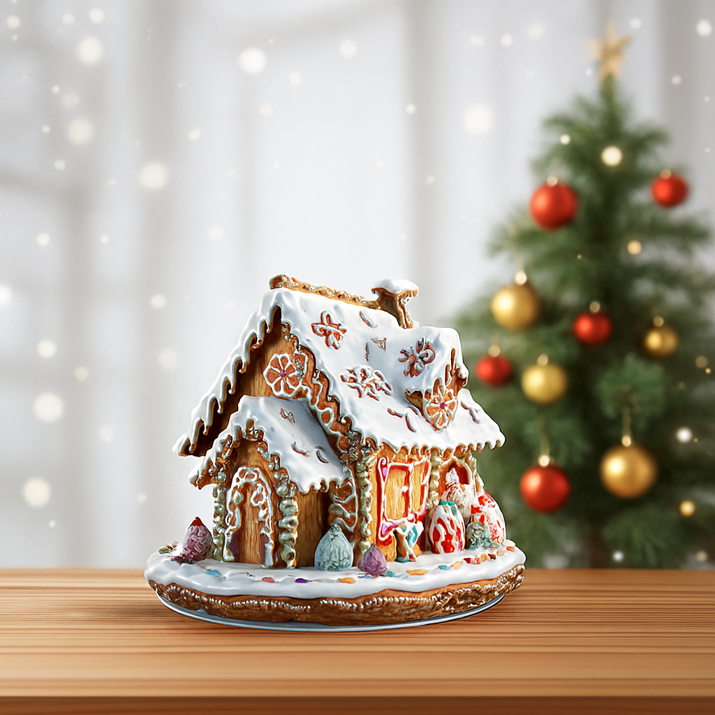 Festive Holiday Gingerbread House LED Light Decor - Luxicro