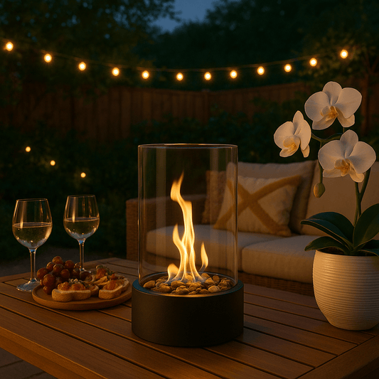 Contemporary Bioethanol Table Fire Pit with Real Flame - Luxicro