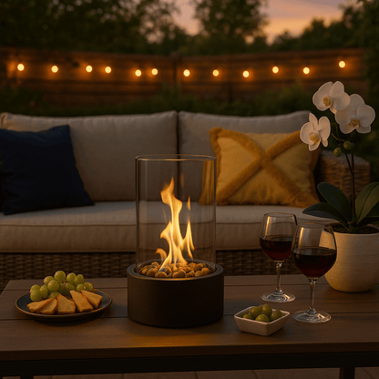 Contemporary Bioethanol Table Fire Pit with Real Flame