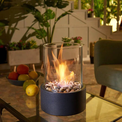 Contemporary Bioethanol Table Fire Pit with Real Flame