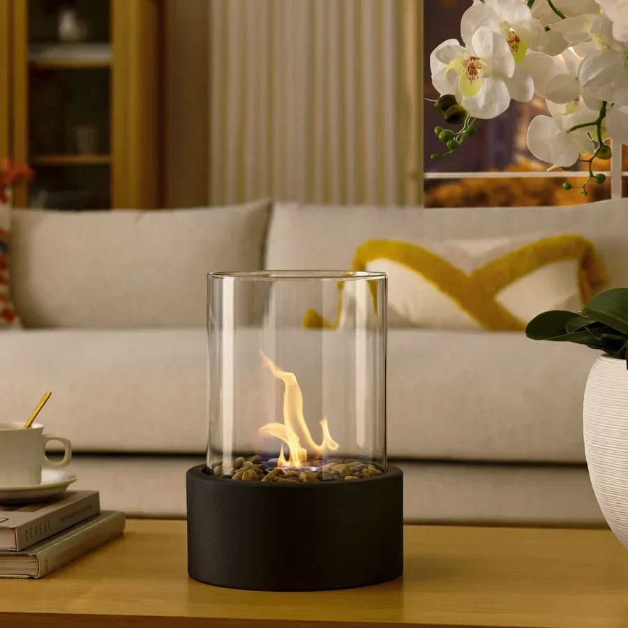 Contemporary Bioethanol Table Fire Pit with Real Flame