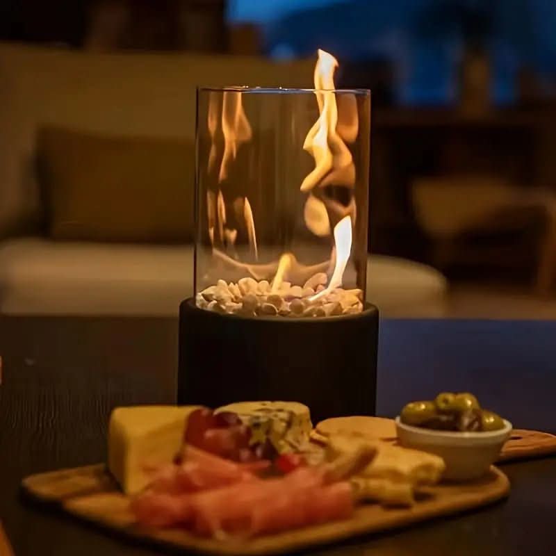 Contemporary Bioethanol Table Fire Pit with Real Flame