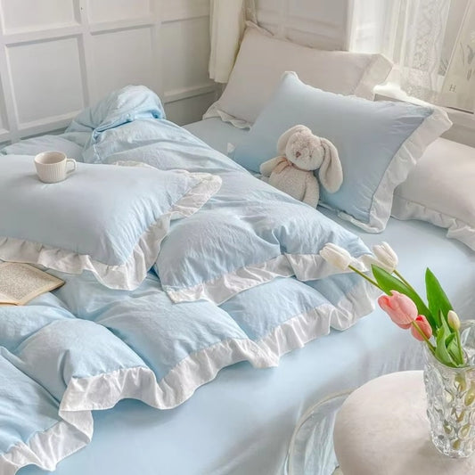 Country Style Ruffled 4 Piece Bed Set - Luxicro