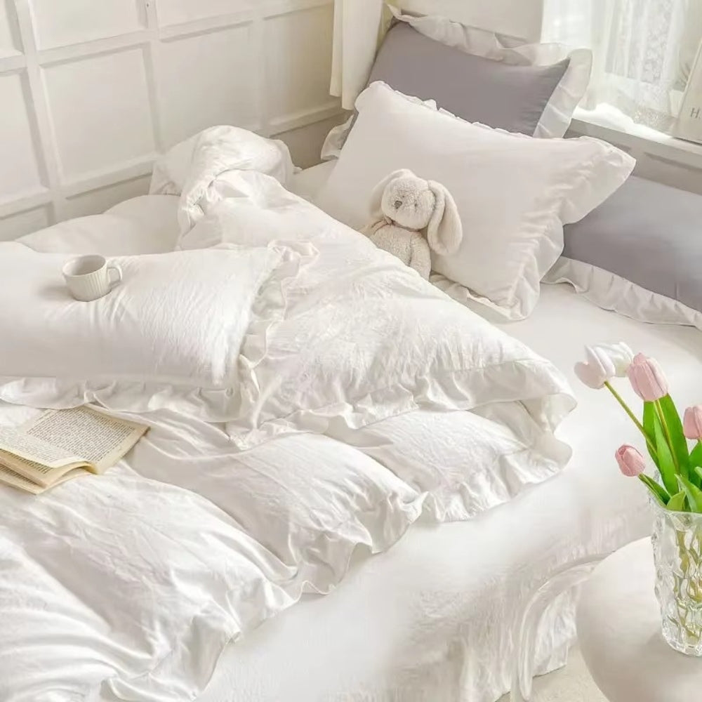 Country Style Ruffled 4 Piece Bed Set