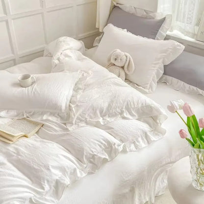 Country Style Ruffled 4 Piece Bed Set
