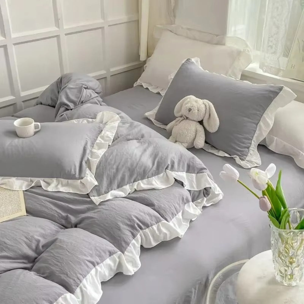 Country Style Ruffled 4 Piece Bed Set