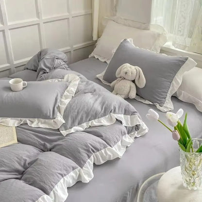 Country Style Ruffled 4 Piece Bed Set