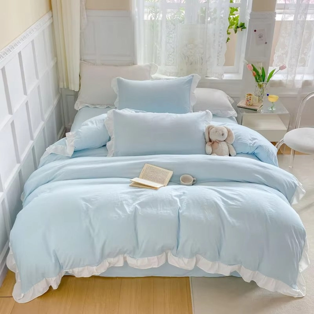 Country Style Ruffled 4 Piece Bed Set