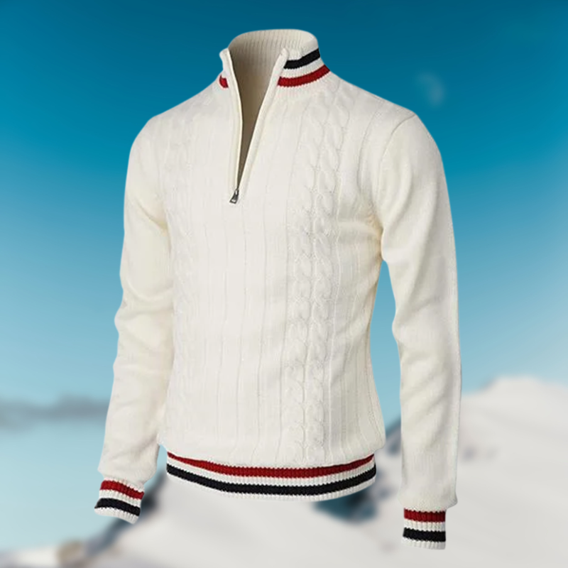 Cozy Mens Sweater - Soft Cable Knit Half Zip - Luxicro