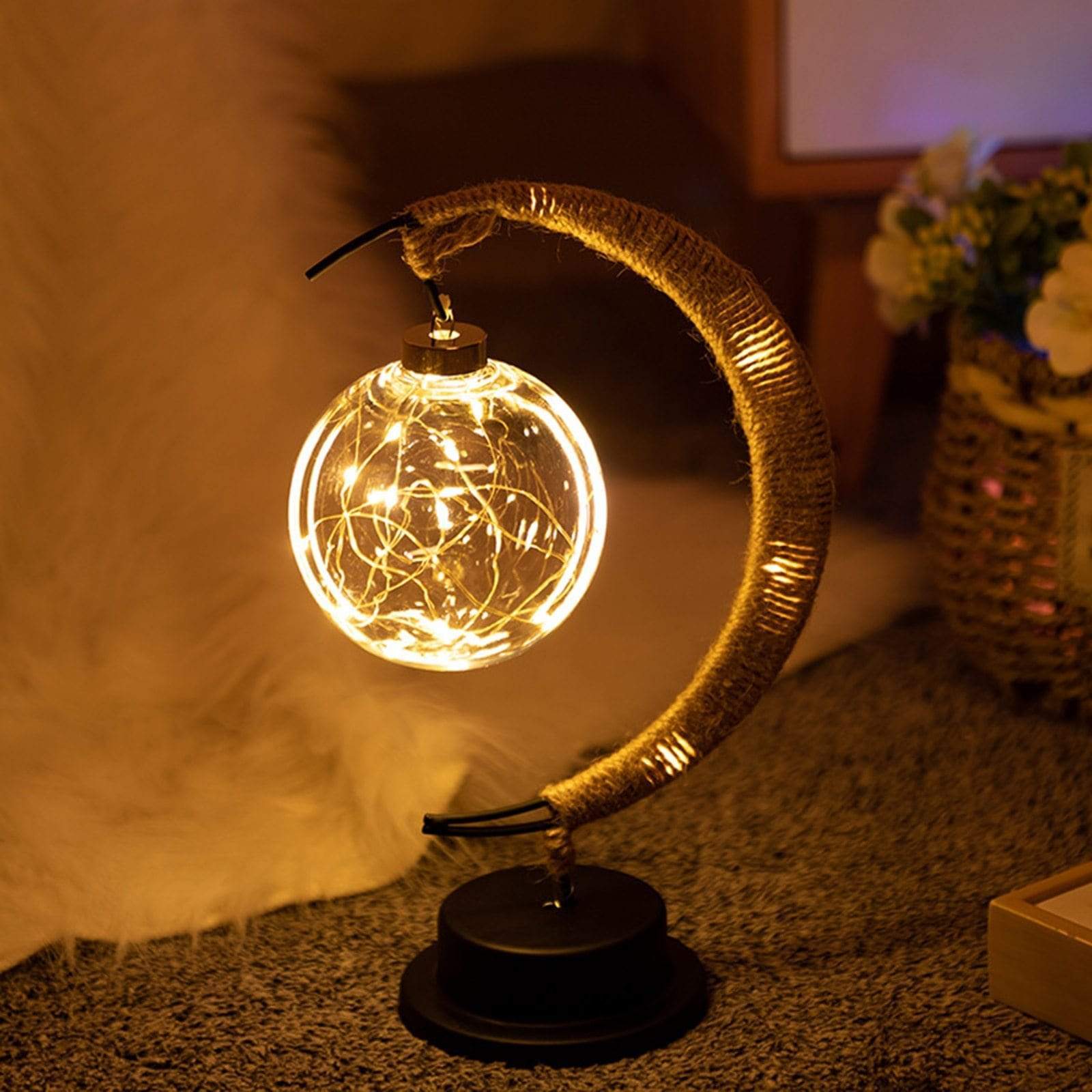 Country Style Woven Table Lamp with Warm White Light - Luxicro