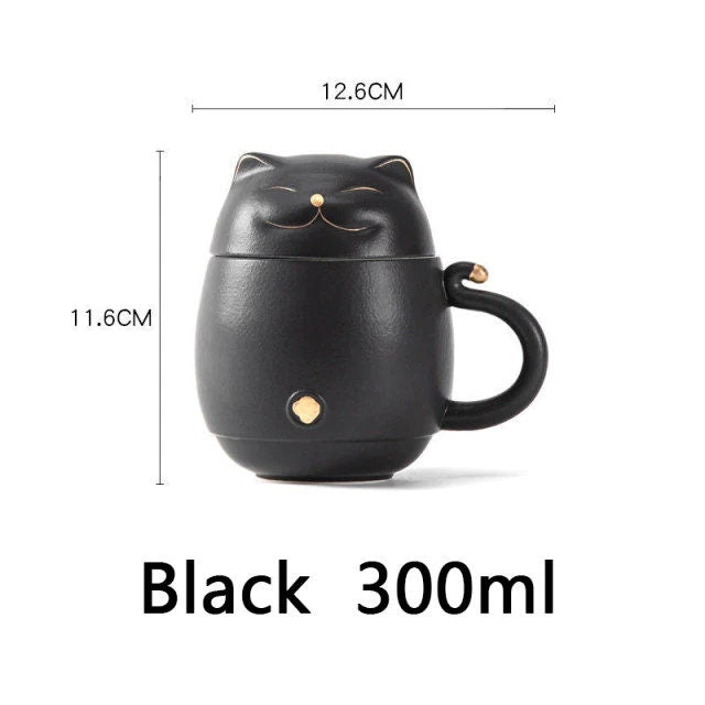 Cute Cat Design Tea Cup with Strainer - Luxicro