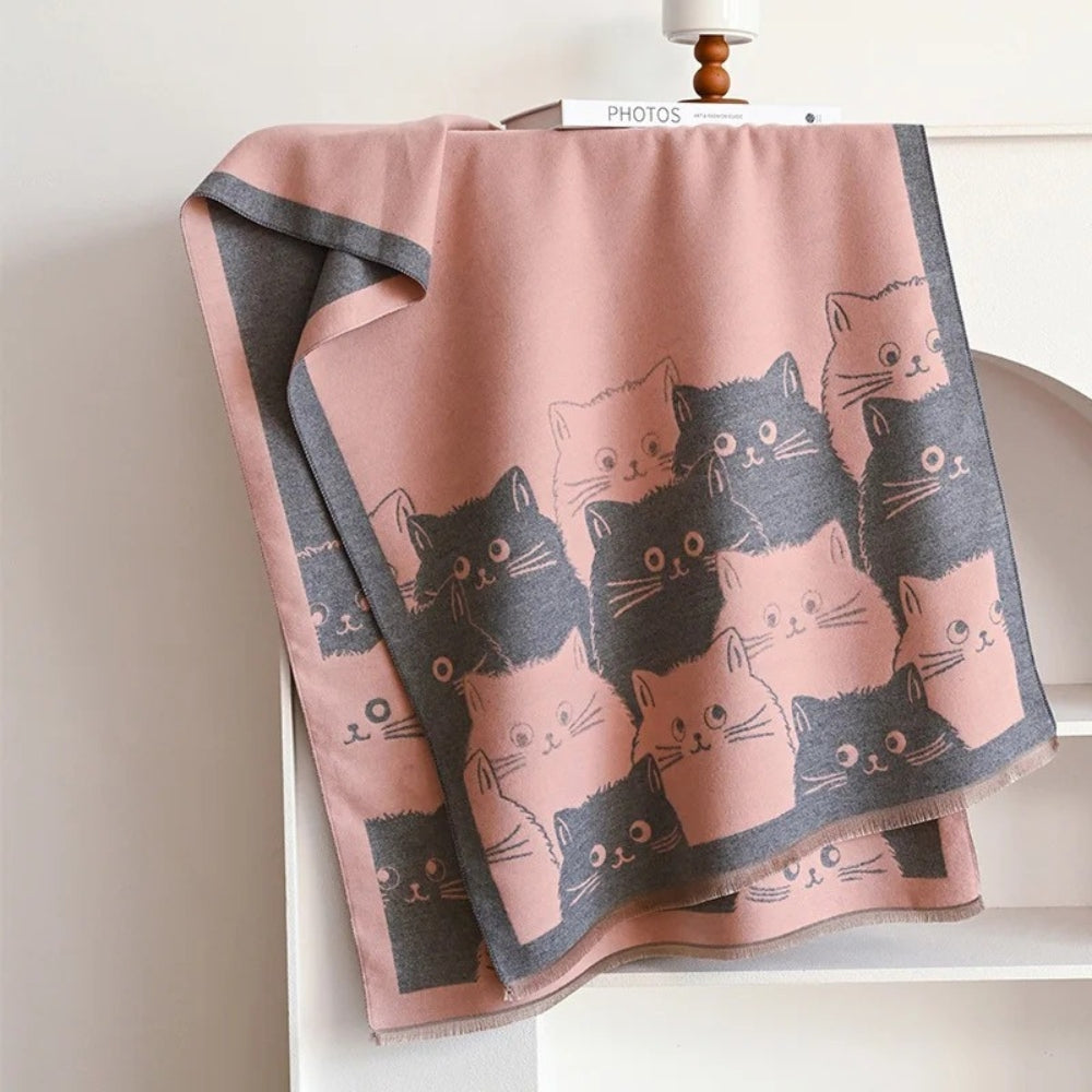 Adorable Kitty Patterned Winter Scarf