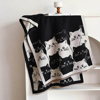 Soft Cat Print Warm Winter Scarf - Luxicro