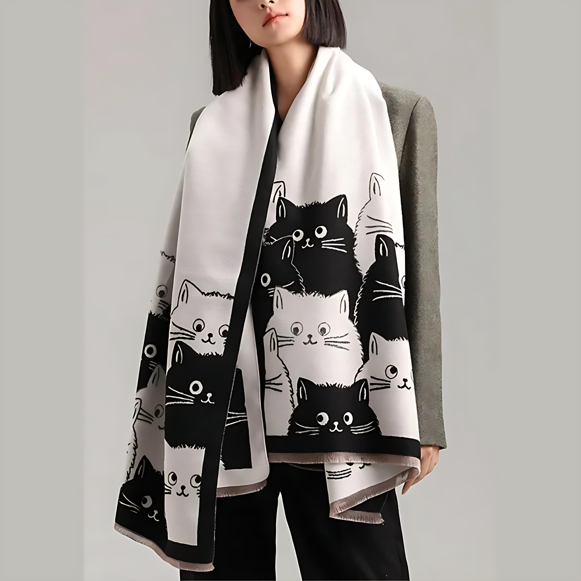 Adorable Kitty Patterned Winter Scarf - Luxicro