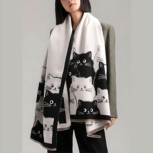 Adorable Kitty Patterned Winter Scarf - Luxicro