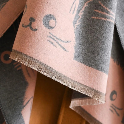 Soft Cat Print Warm Winter Scarf