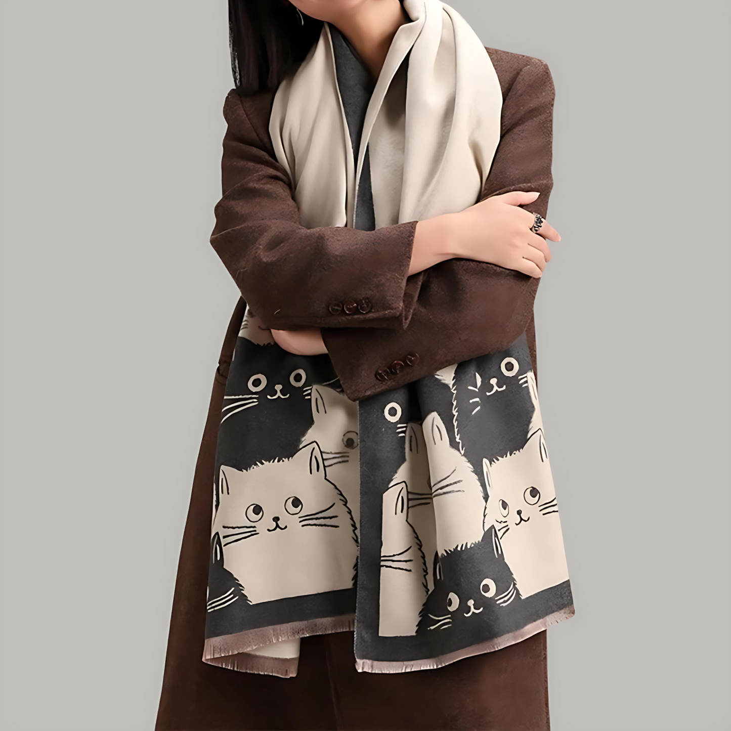 Soft Cat Print Warm Winter Scarf